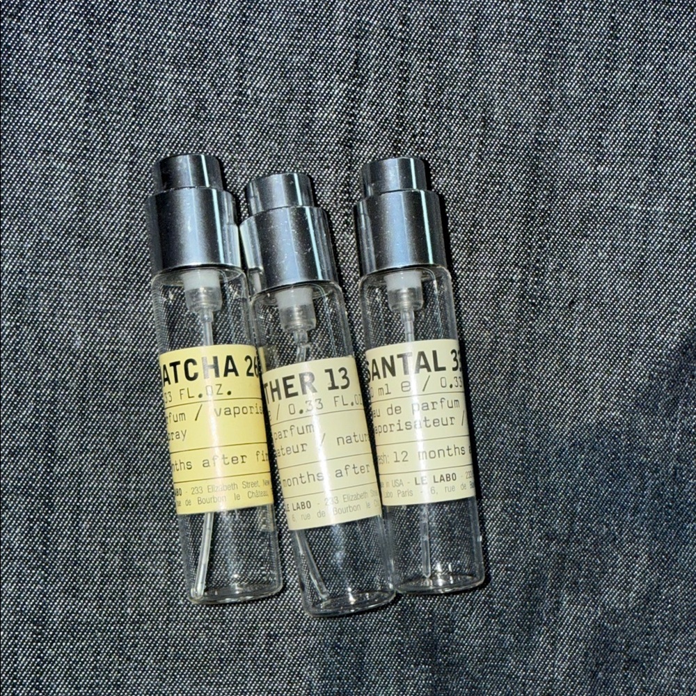Le Labo Santal 33, Another 13,  THE matcha 26 empty bottles perfume